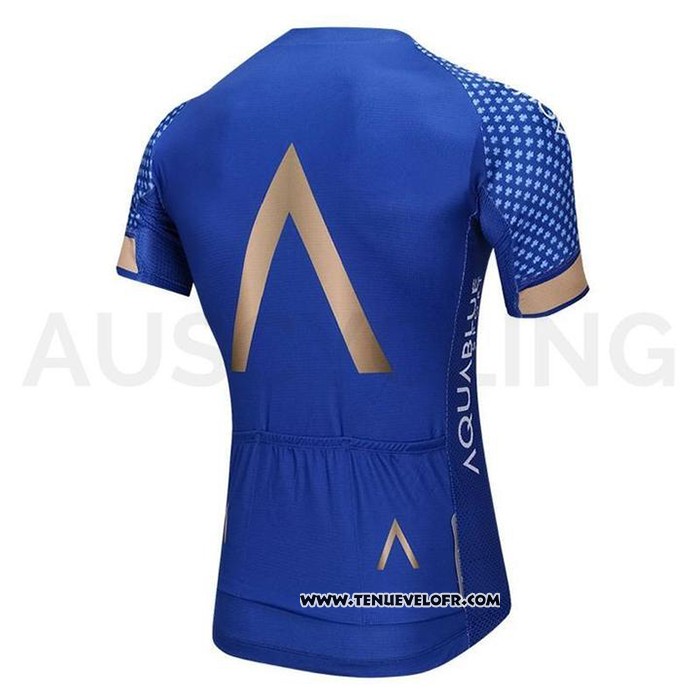 2018 Maillot Ciclismo Aqua Bleue Sport Bleu Manches Courtes et Cuissard